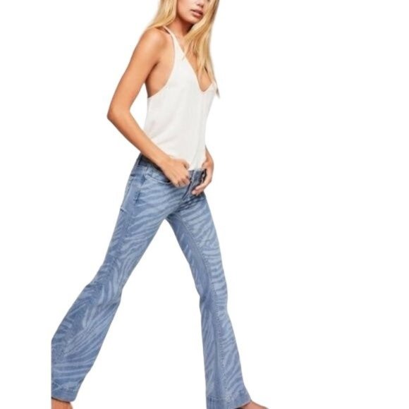 Free People Low Tide Zebra Print Jeans - Picture 1 of 4